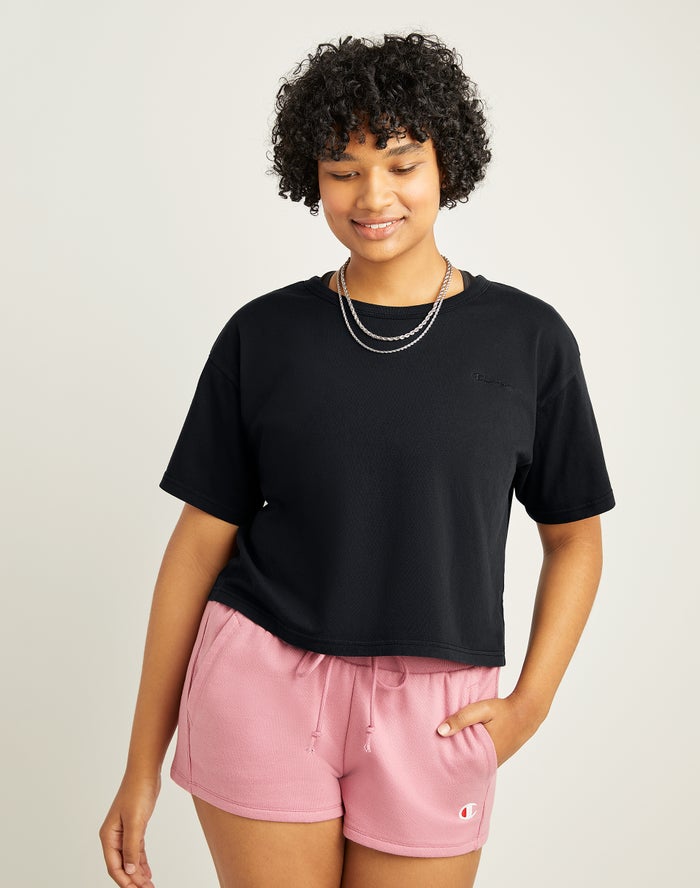 Champion Lightweight Cropped - Naisten Mustat T-Paita - Suomi 5726184-LO